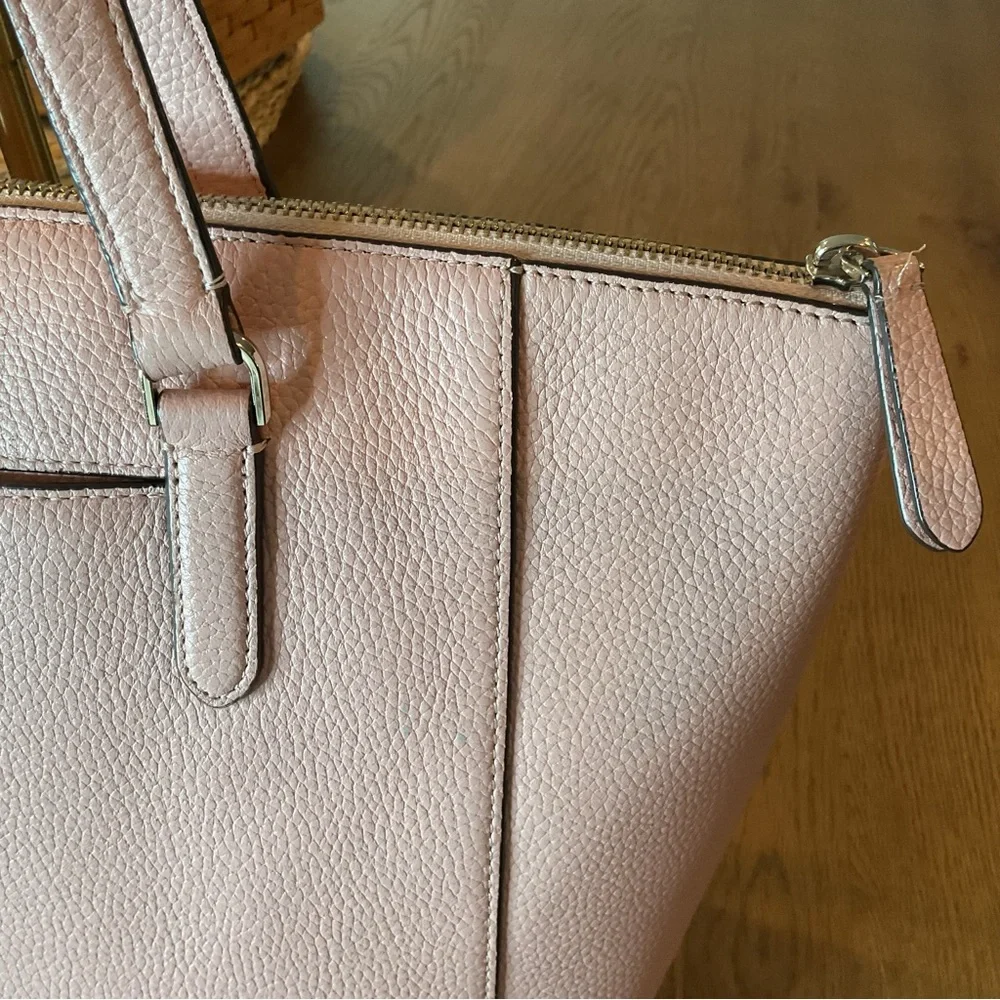 Kate Spade Sienne Logo Large Pink Zip Leather Tote